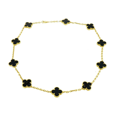 Van Cleef & Arpels Alhambra Onyx Yellow Gold Necklace