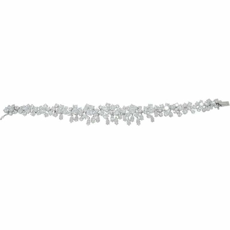 Estate Jewelry - Vintage Diamond Flowers Platinum Bracelet | Manfredi Jewels