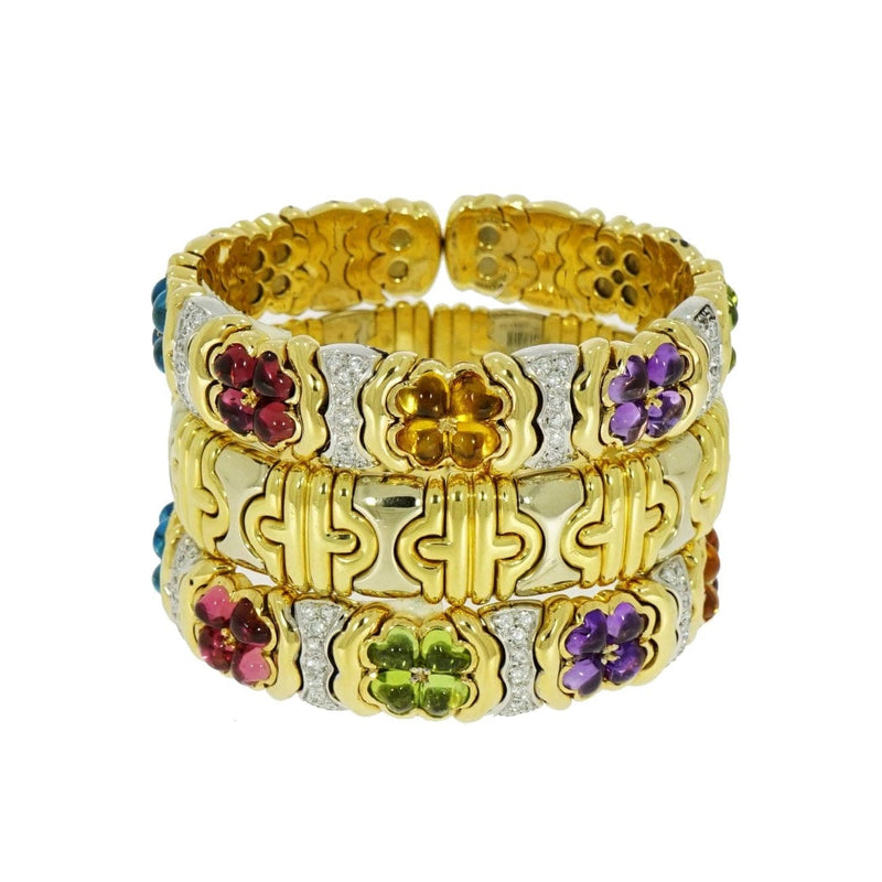 Estate Jewelry - Yellow and White Gold Cuff Bracelet | Manfredi Jewels