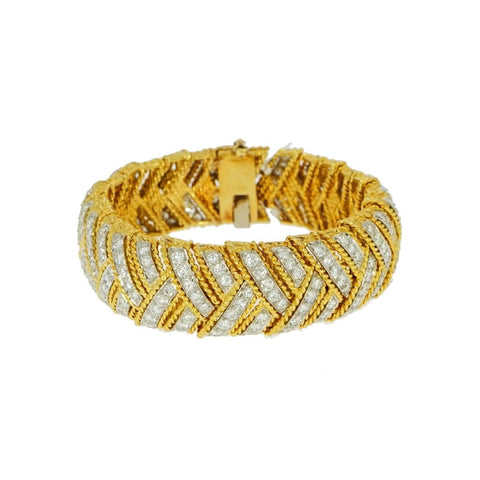 Yellow Gold Diamond Herringbone Bracelet