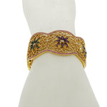 Estate Jewelry - Yellow Gold Filigree Multicolor Bangle Bracelet | Manfredi Jewels