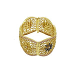 Estate Jewelry - Yellow Gold Filigree Multicolor Bangle Bracelet | Manfredi Jewels