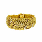 Estate Jewelry Estate Jewelry - Yellow Gold Mesh Bracelet with Diamond Swirls | Manfredi Jewels