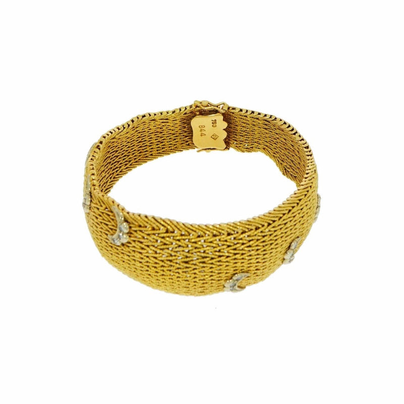 Estate Jewelry Estate Jewelry - Yellow Gold Mesh Bracelet with Diamond Swirls | Manfredi Jewels