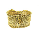 Estate Jewelry - Yellow Gold Wide Mesh Ribbon Bracelet | Manfredi Jewels