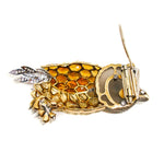 Estate Jewelry - Yellow Topaz Diamond Gold Owl Brooch | Manfredi Jewels