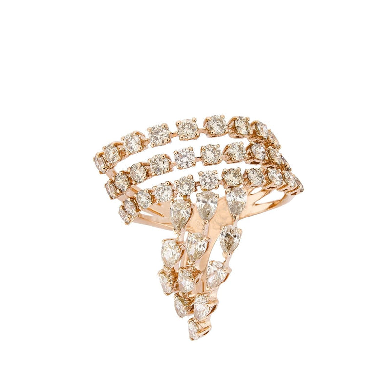 Etho Maria Jewelry - 18K Pink Gold 3 Rows Of Brown Diamond Split Ring | Manfredi Jewels
