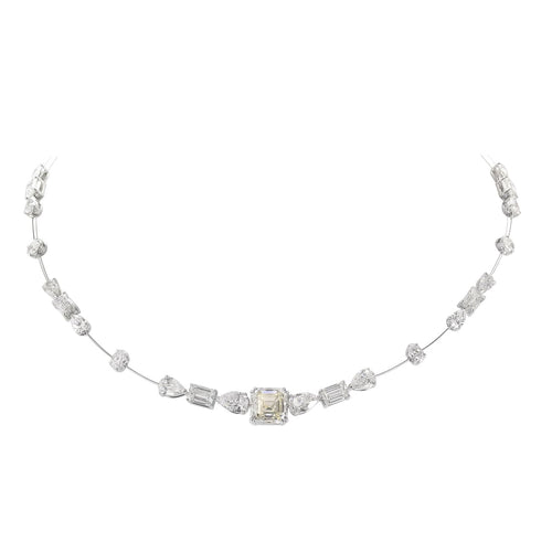 Etho Maria Jewelry - 18k White Gold Multi Cut Diamond Necklace | Manfredi Jewels