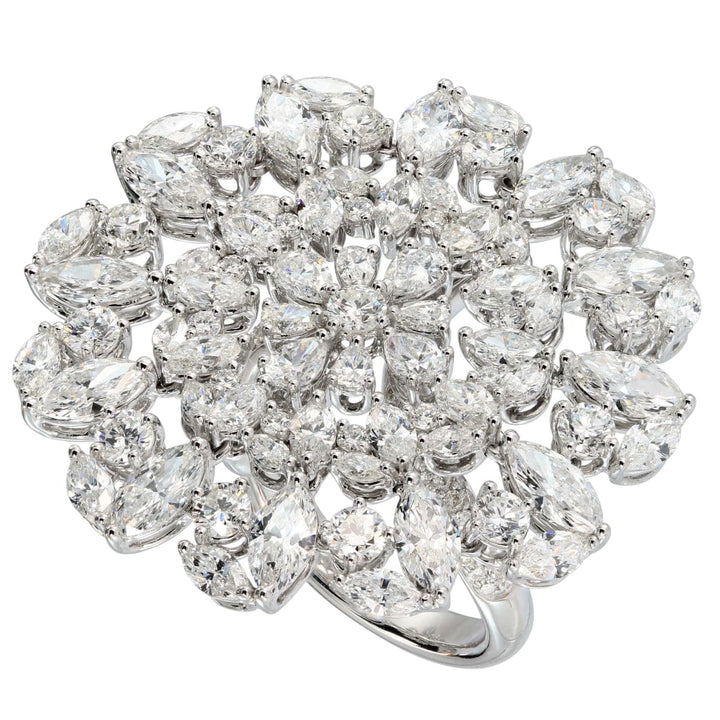 Etho Maria Jewelry - 18K White Gold Multi-Shape Diamonds Round Cocktail Ring | Manfredi Jewels
