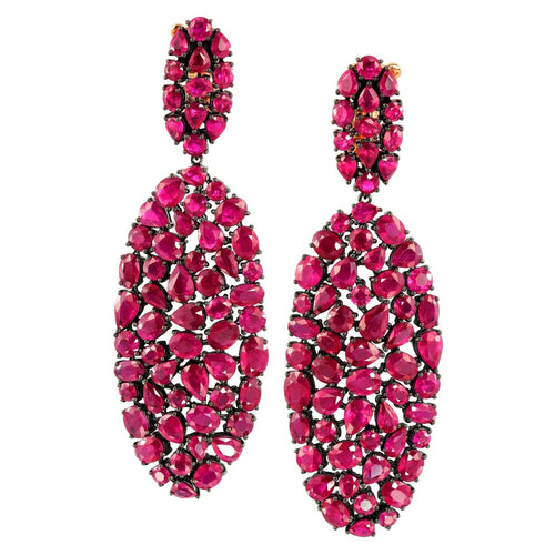 Etho Maria Jewelry - 18k White Gold Multi Shape Ruby Earrings | Manfredi Jewels