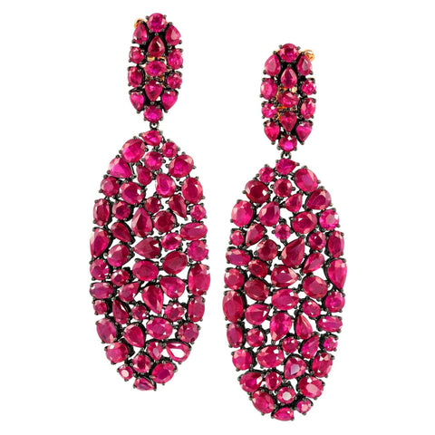 18k White Gold Multi Shape Ruby Earrings