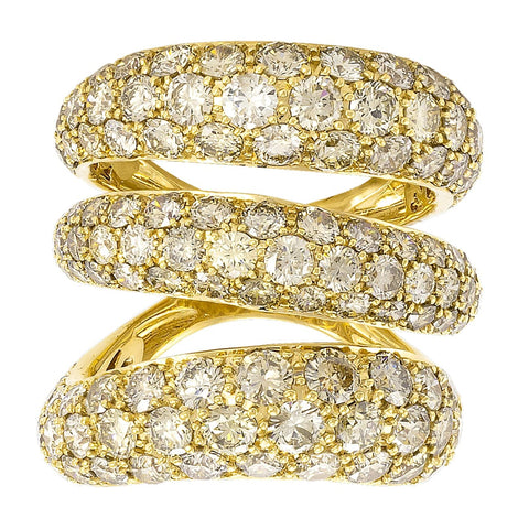 18k Yellow Gold 3 Loop Diamond Ring