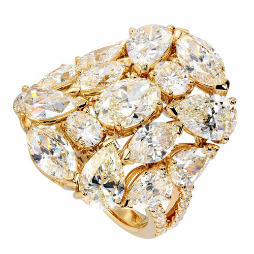 Etho Maria Jewelry - 18K Yellow Gold Cluster Of Multi Shape Diamond Ring | Manfredi Jewels
