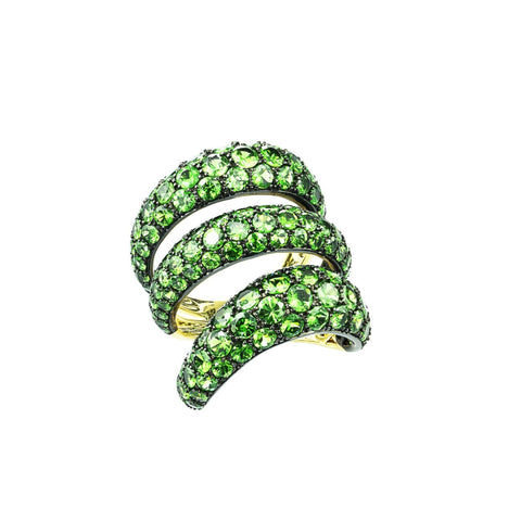 18k Yellow Gold Tsavorite 3 Loop Ring