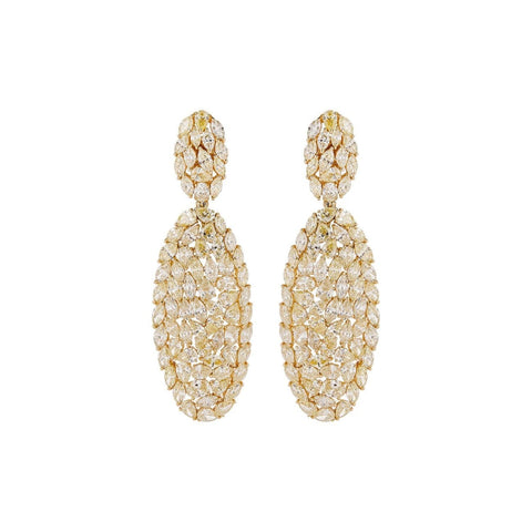 18K YG Pave canary diamond drop earrings