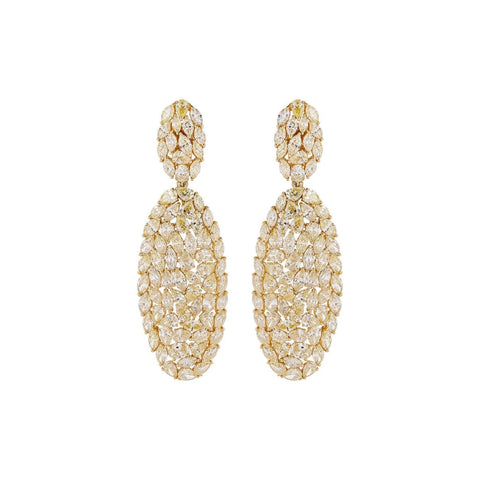 18K YG Pave canary diamond drop earrings