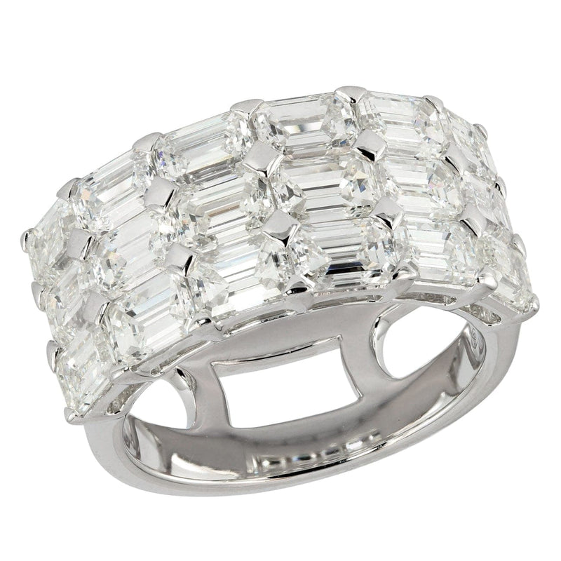 Etho Maria Jewelry - 3 rows of emerald cut diamonds ring | Manfredi Jewels