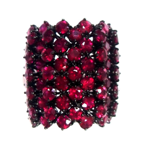 Black rodhium ruby flexing ring