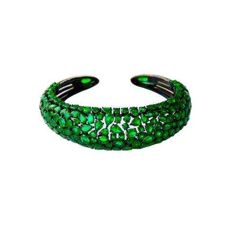 Blackened emerald cuff bracelet