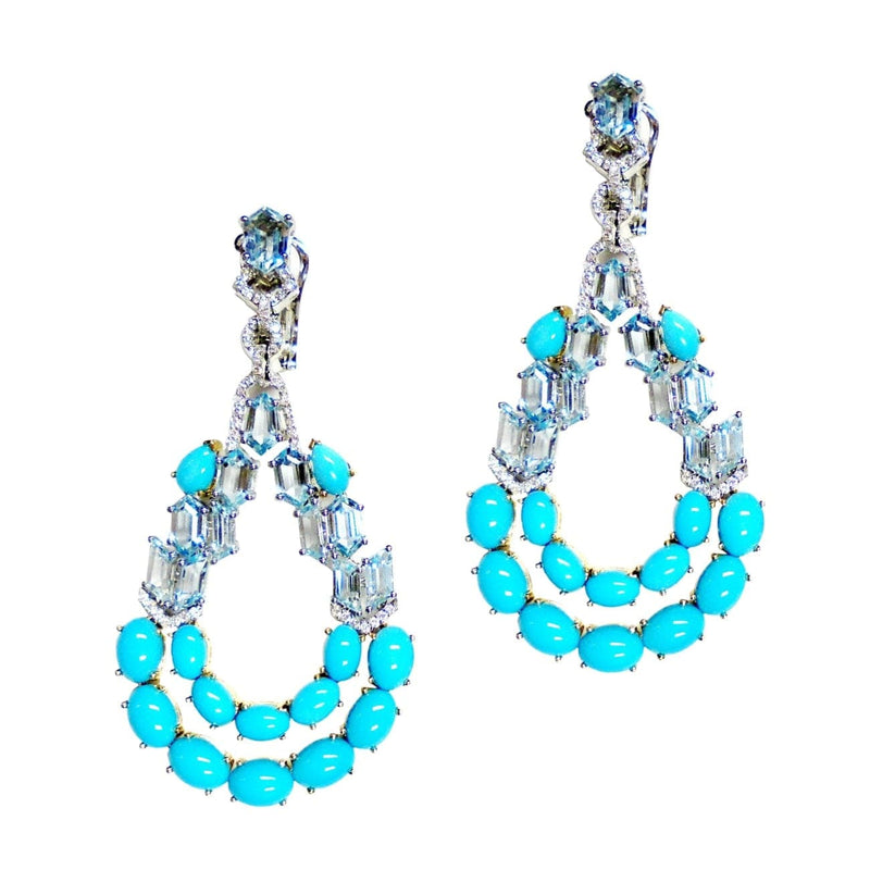 Etho Maria Jewelry - Blue topaz and turquoise chandelier earrings | Manfredi Jewels