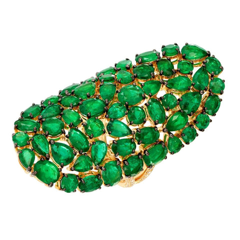 Oval long emerald ring