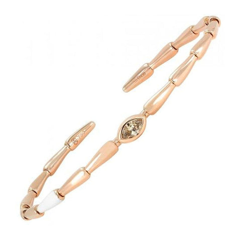 ROSE GOLD BANGLE - CARVED CERAMIC AND BROWN DIAMONDS