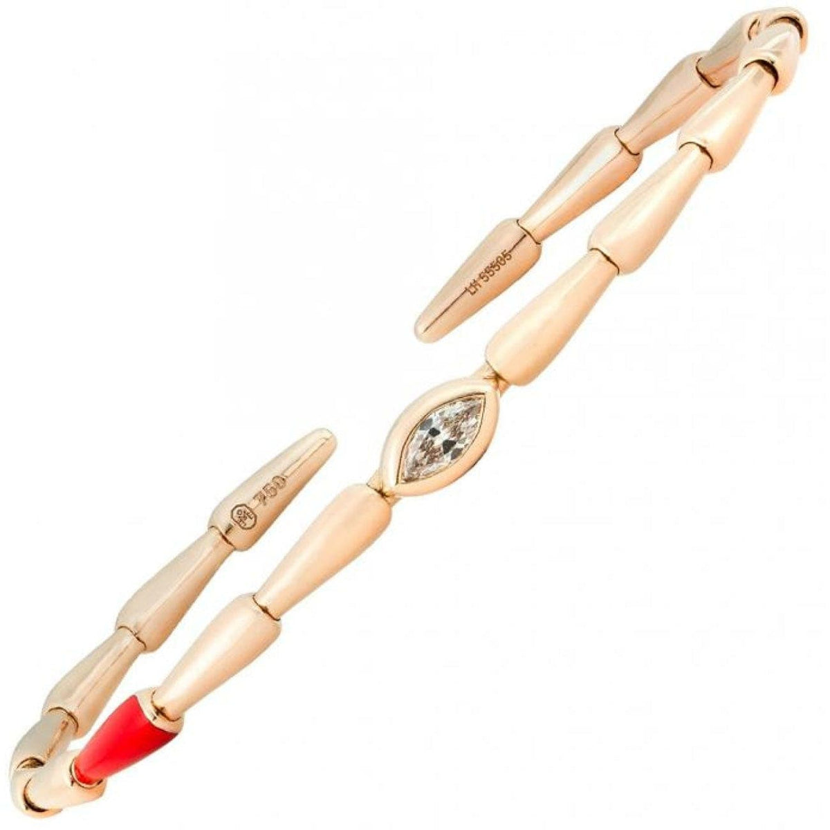 Etho Maria Jewelry - ROSE GOLD BANGLE - CARVED CERAMIC AND BROWN DIAMONDS | Manfredi Jewels