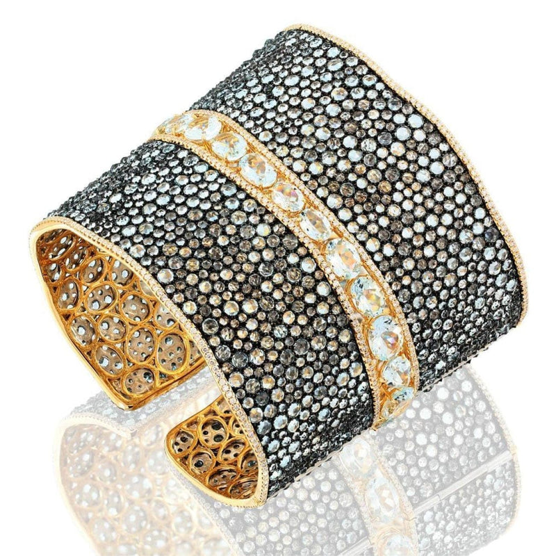 Etho Maria Jewelry - Yellow silver bracelet with blue topaz and aqua marine | Manfredi Jewels
