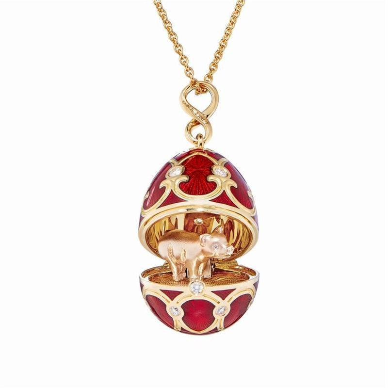 Fabergé Jewelry - Chinese New Year Limited Edition Palais Tsarskoye Selo Red Locket with Piglet Surprise | Manfredi Jewels