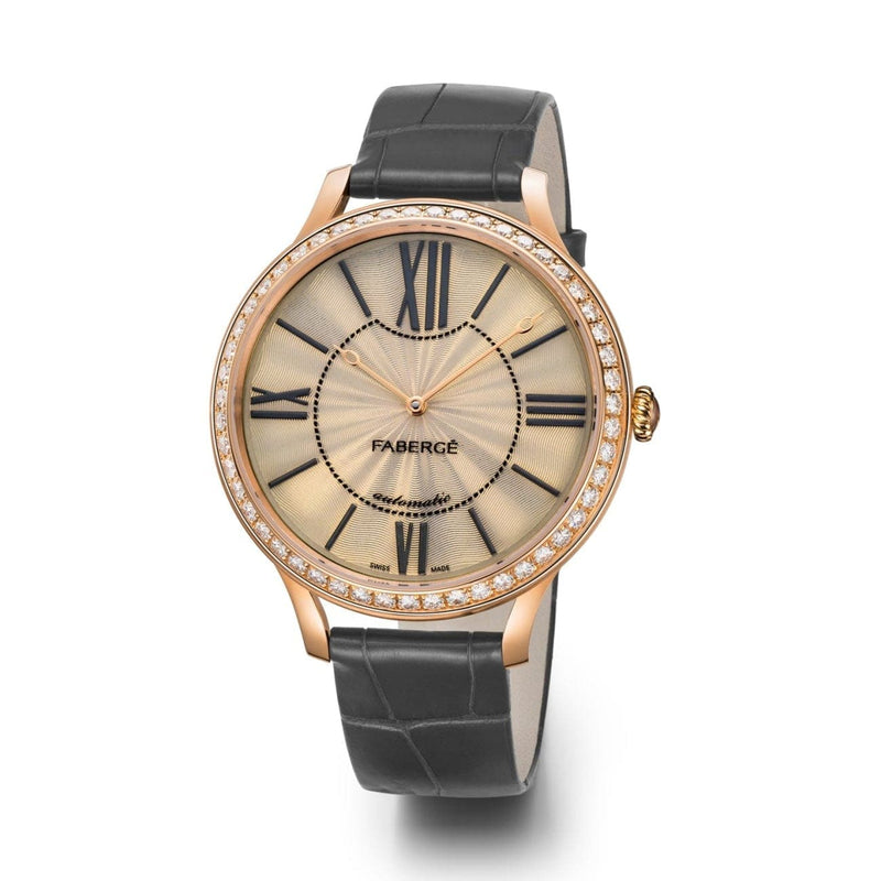 Fabergé Watches - Flirt 39MM 18 Karat Rose Gold - White Opalescent Enamel Dial | Manfredi Jewels
