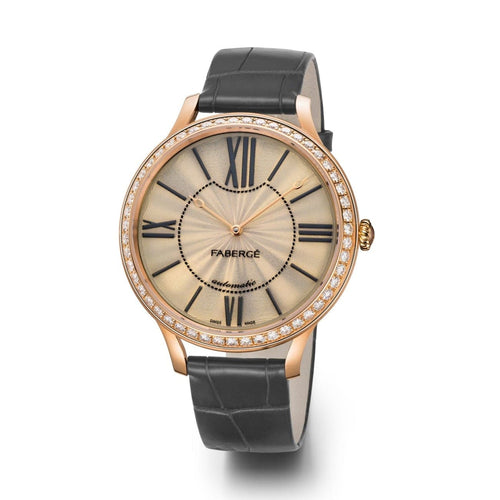 Fabergé Watches - Flirt 39MM 18 Karat Rose Gold White Opalescent Enamel Dial | Manfredi Jewels