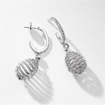 Fabergé Jewelry - Imperial 18K White Gold Diamond Spiral Hoop Drop Earrings | Manfredi Jewels