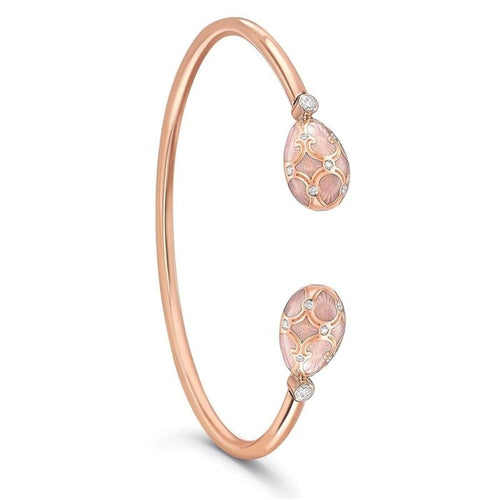 Fabergé Jewelry - Palais 18K Rose Gold Diamond Open Bracelet With Pink Enamel | Manfredi Jewels