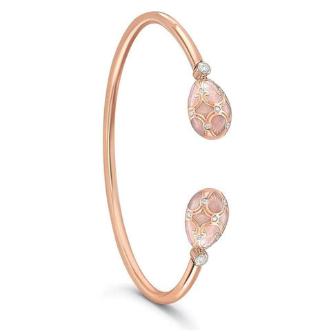 Palais 18K Rose Gold Diamond Open Bracelet With Pink Enamel