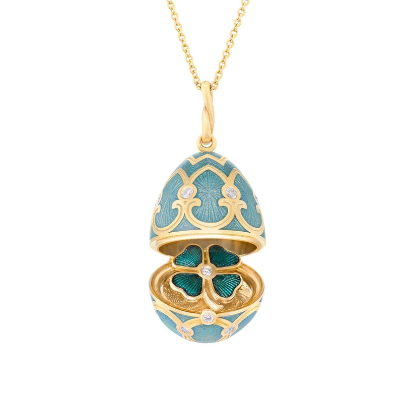 Fabergé Jewelry - Palais Tsarskoye Selo Turquoise Clover Locket | Manfredi Jewels