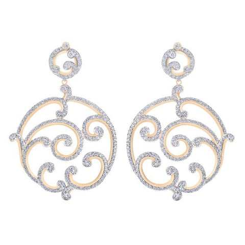 Rococo Pavé Diamond Rose Gold Grand Earrings