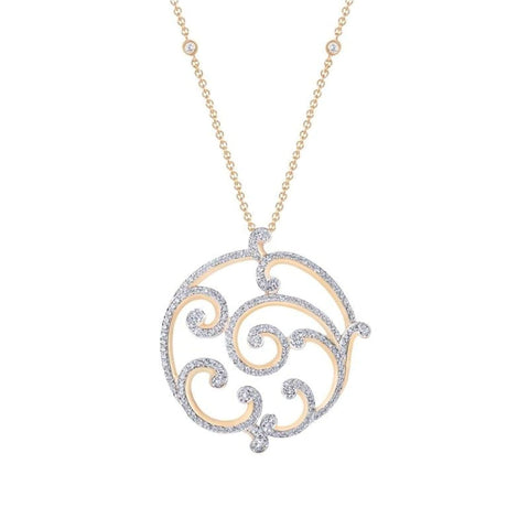 Rococo Pavé Diamond Rose Gold Grand Pendant