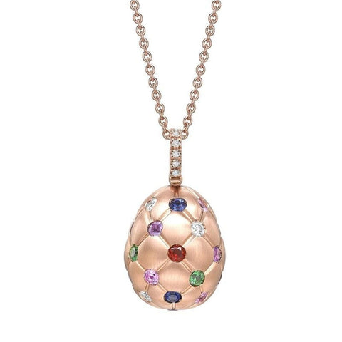 Treillage Multi-coloured Rose Gold Pendant