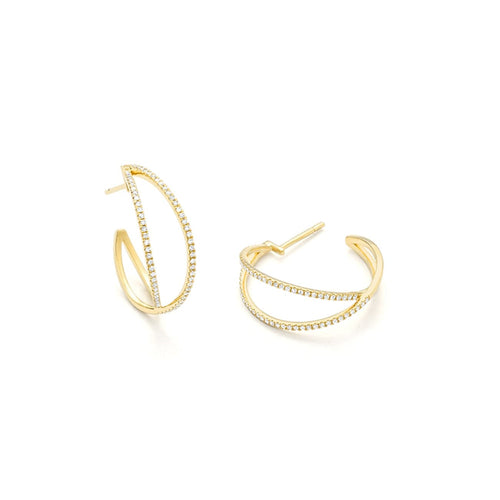 Facet Barcelona Jewelry - 0.50CT HSI DIAMOND OPEN CRISS CROSS HOOP EARRINGS | Manfredi Jewels