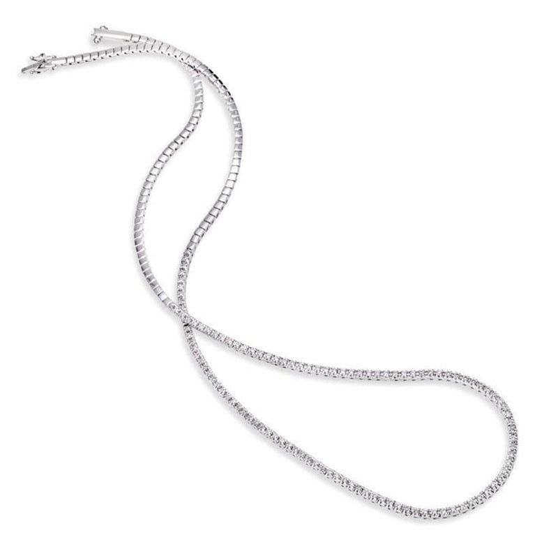 Facet Barcelona Jewelry - 14K White Gold Half Way Around Straight Line Necklace 18’ | Manfredi Jewels