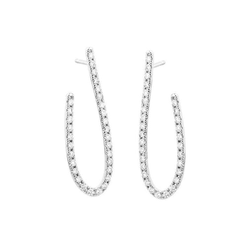 Facet Barcelona Jewelry - 14K WHITE GOLD LINE EARRINGS WITH DIAMONDS | Manfredi Jewels