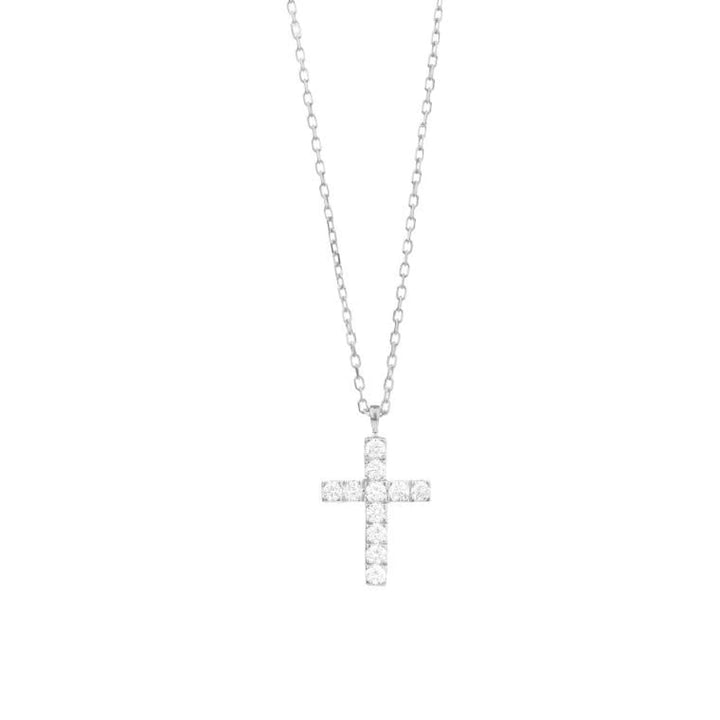 Facet Barcelona Jewelry - 14KT WHITE GOLD 0.20CT DIAMOND CROSS NECKLACE | Manfredi Jewels