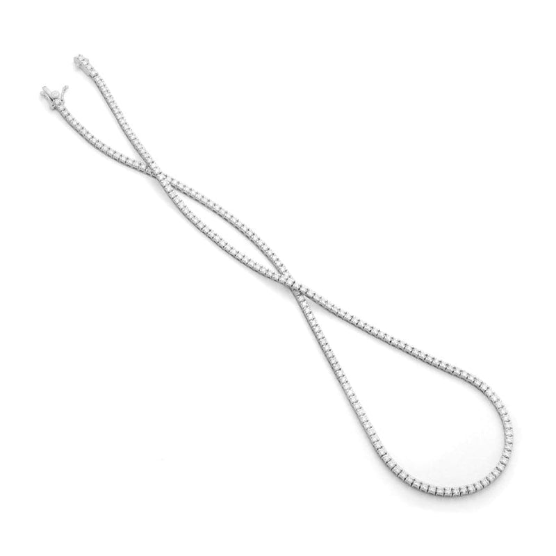 Facet Barcelona Jewelry - 14KT WHITE GOLD DIAMOND TENNIS NECKLACE 18’’ LONG | Manfredi Jewels