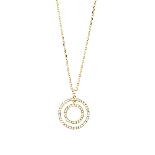 Facet Barcelona Jewelry - 14KT YELLOW GOLD DOUBLE CIRCLE PENDANT | Manfredi Jewels