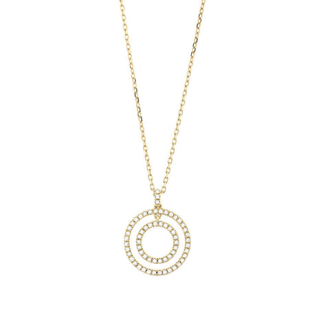 14KT YELLOW GOLD DOUBLE CIRCLE PENDANT