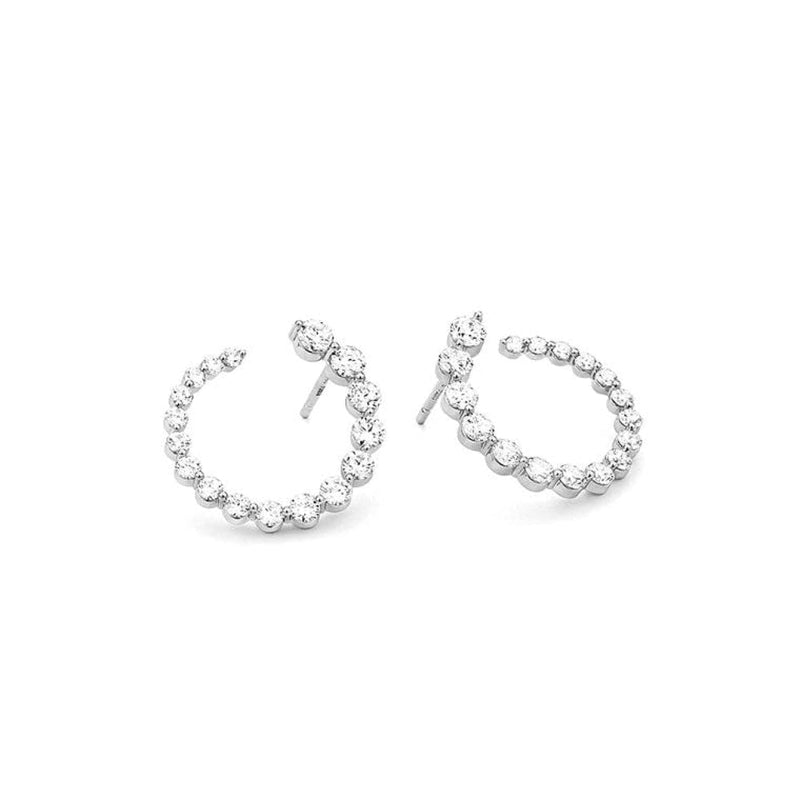 Facet Barcelona Jewelry - GRADUATED DIAMOND OPEN CIRCLE EARRINGS | Manfredi Jewels