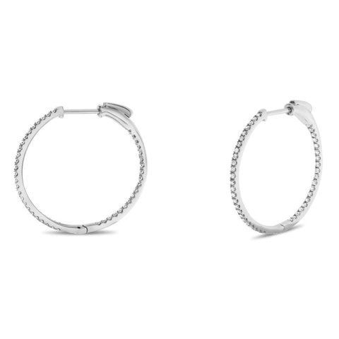 14KT WHITE GOLD INSIDE OUT HOOP EARRINGS SET WITH DIAMONDS