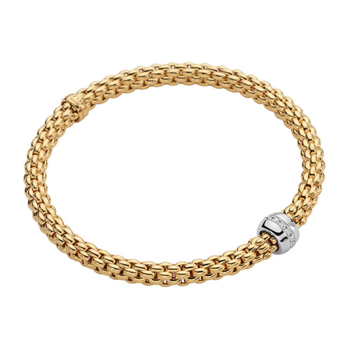 Fope Jewelry - 18K YELLOW & WHITE GOLD SOLO BRACELET SET WITH WHITED DIAMOND RONDEL | Manfredi Jewels