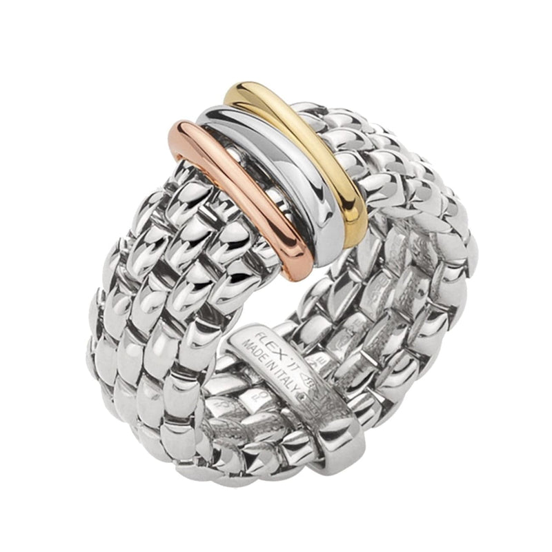 Fope Jewelry - 18KT ROSE WHITE AND YELLOW GOLD PANORAMA FLEX IT RING | Manfredi Jewels