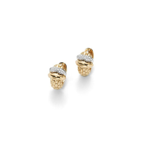 18KT YELLOW GOLD LOVE NEST EARRINGS SET WITH 0.13CTS DIAMONDS